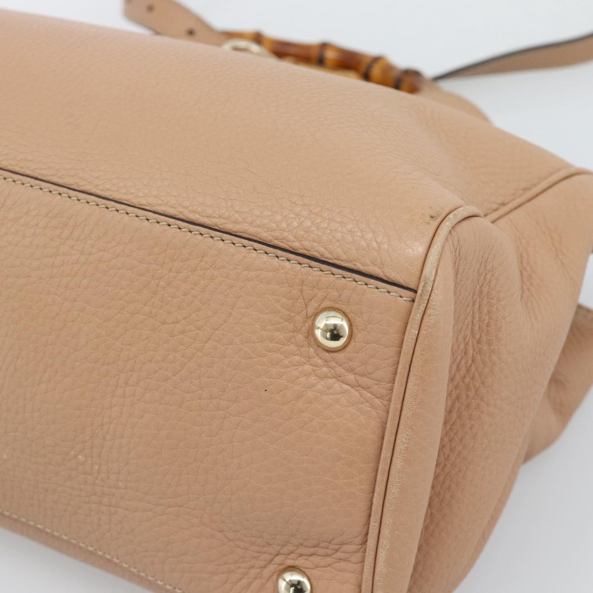 GUCCI Bamboo Hand Bag Leather 2way Beige Gold 323660 Auth ep15582A