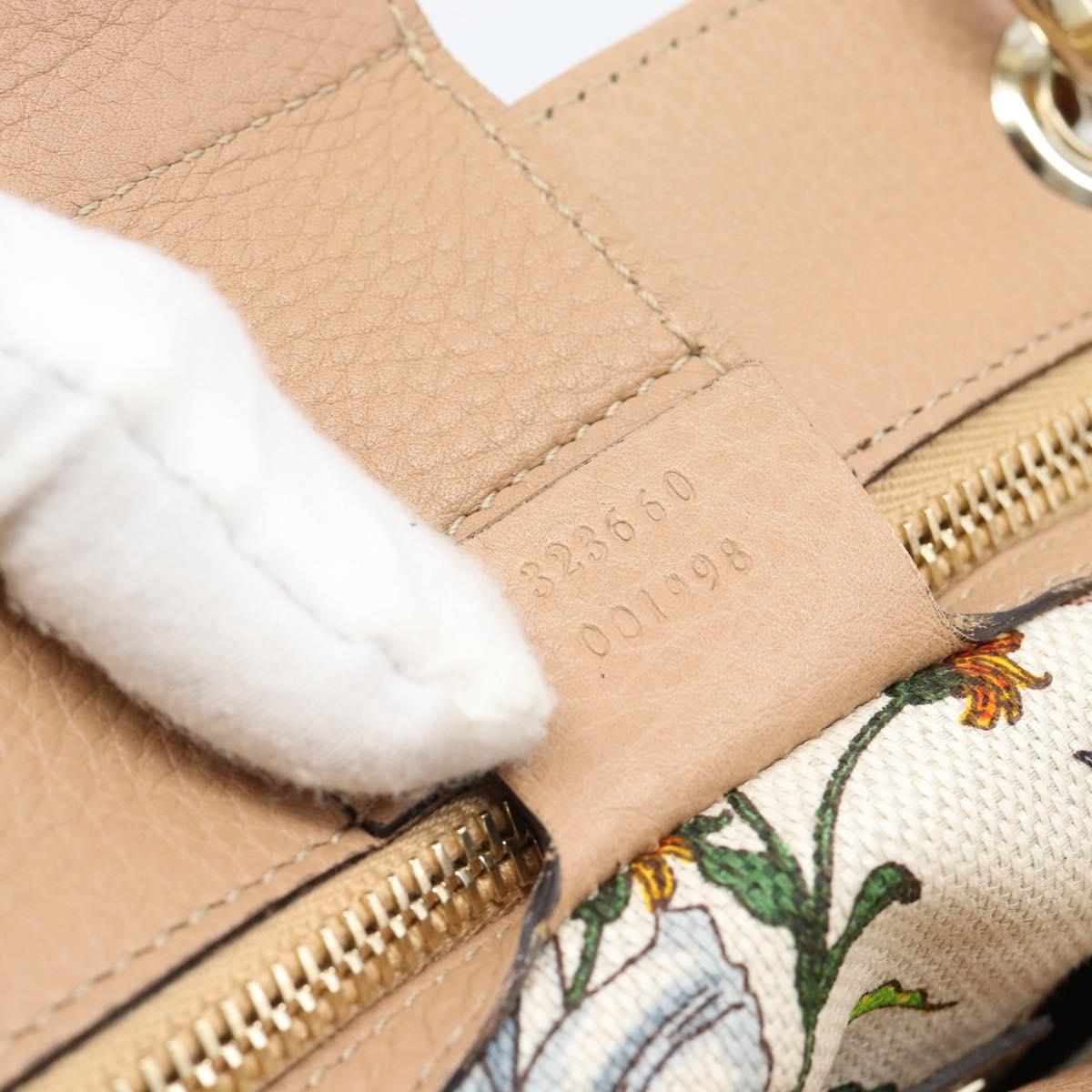 GUCCI Bamboo Hand Bag Leather 2way Beige Gold 323660 Auth ep15582A