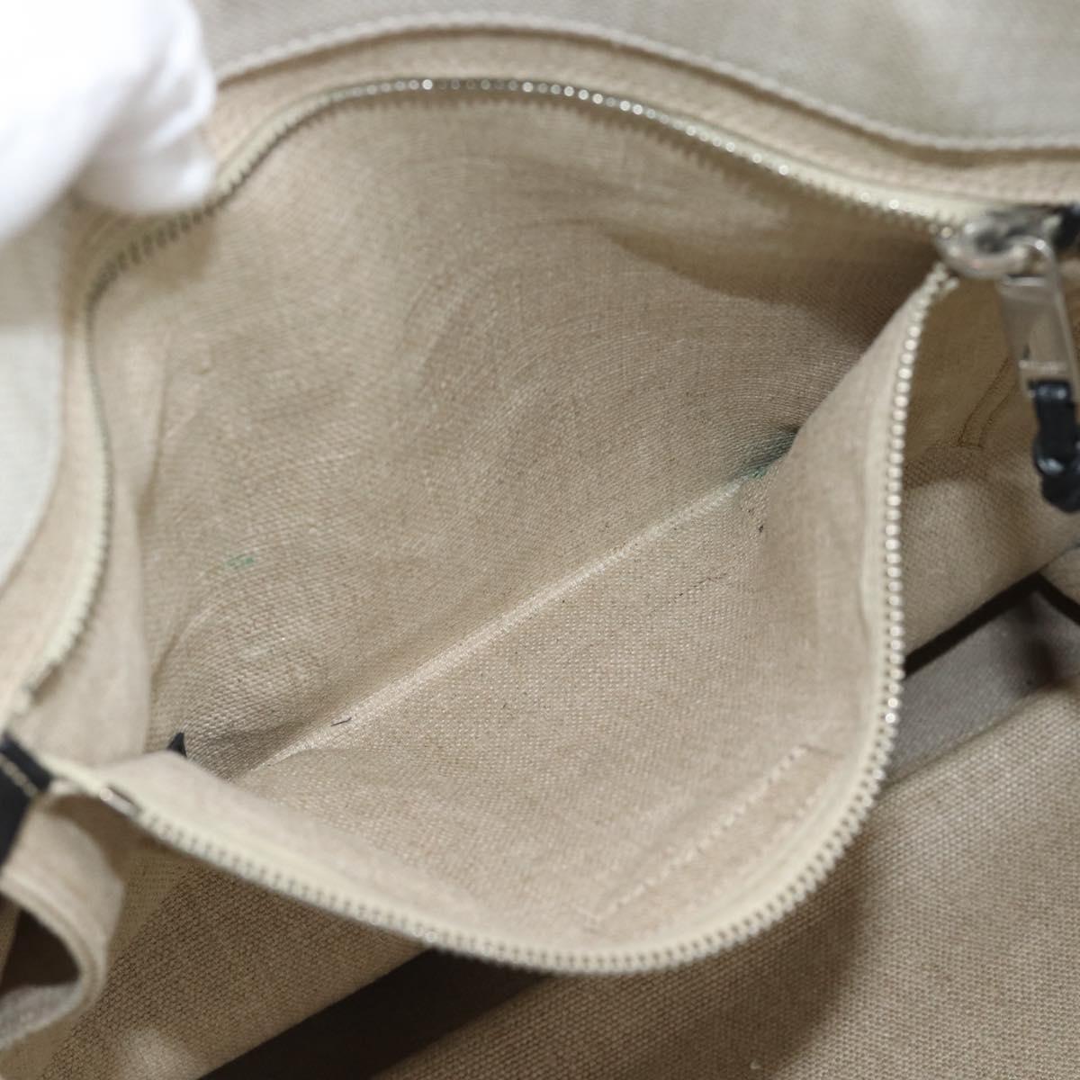SAINT LAURENT Rive Gauche Hand Bag Coated Canvas Gray Silver Auth ep15584