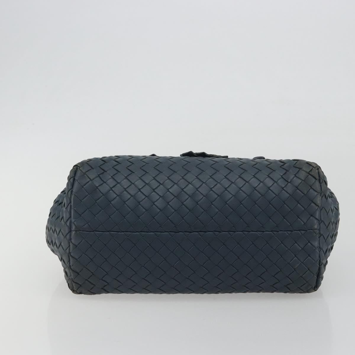 BOTTEGA VENETA INTRECCIATO Hand Bag Leather Blue Gold Auth ep15585