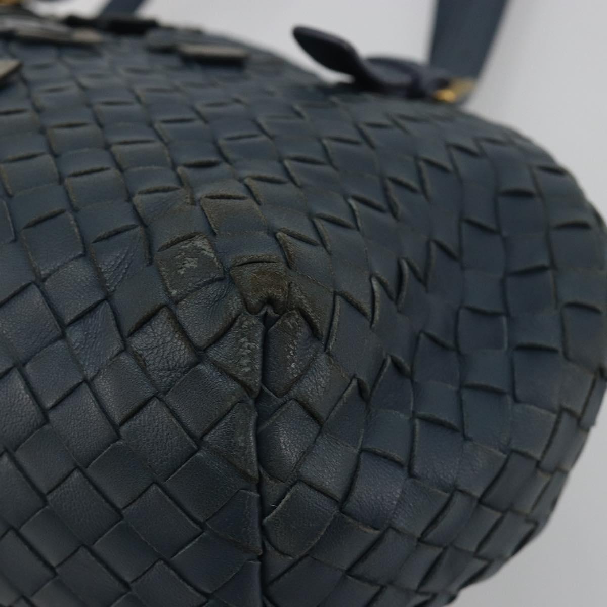 BOTTEGA VENETA INTRECCIATO Hand Bag Leather Blue Gold Auth ep15585