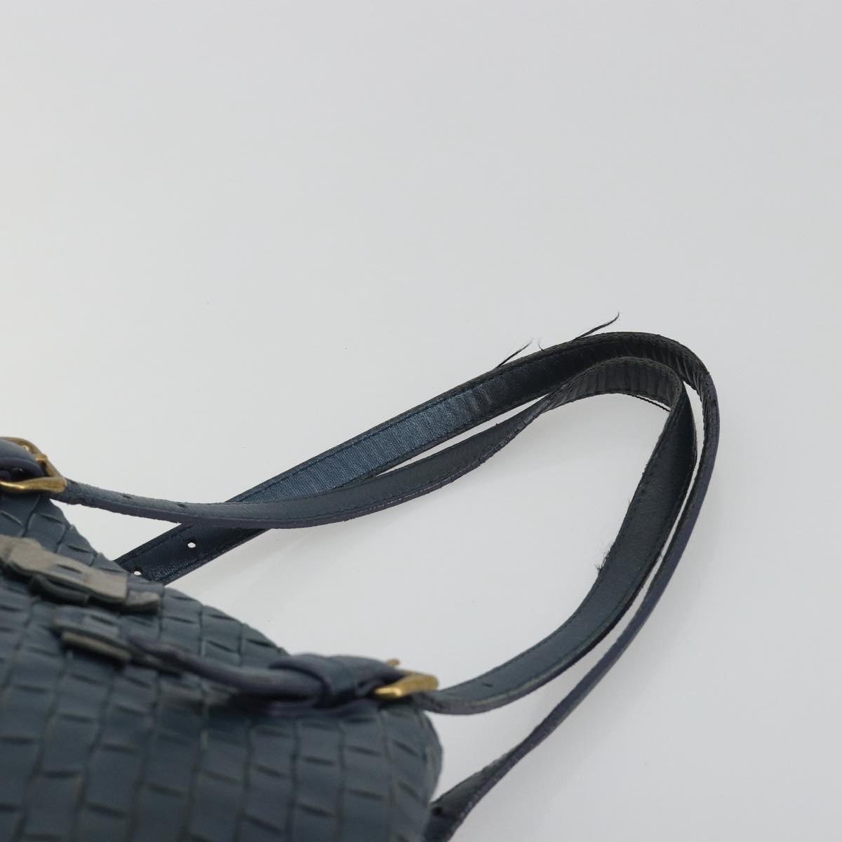 BOTTEGA VENETA INTRECCIATO Hand Bag Leather Blue Gold Auth ep15585