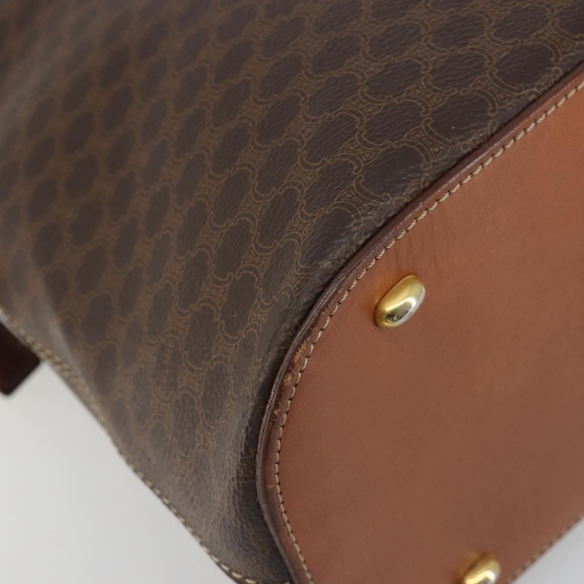 CELINE Macadam Canvas Hand Bag PVC Brown Gold Auth ep15587