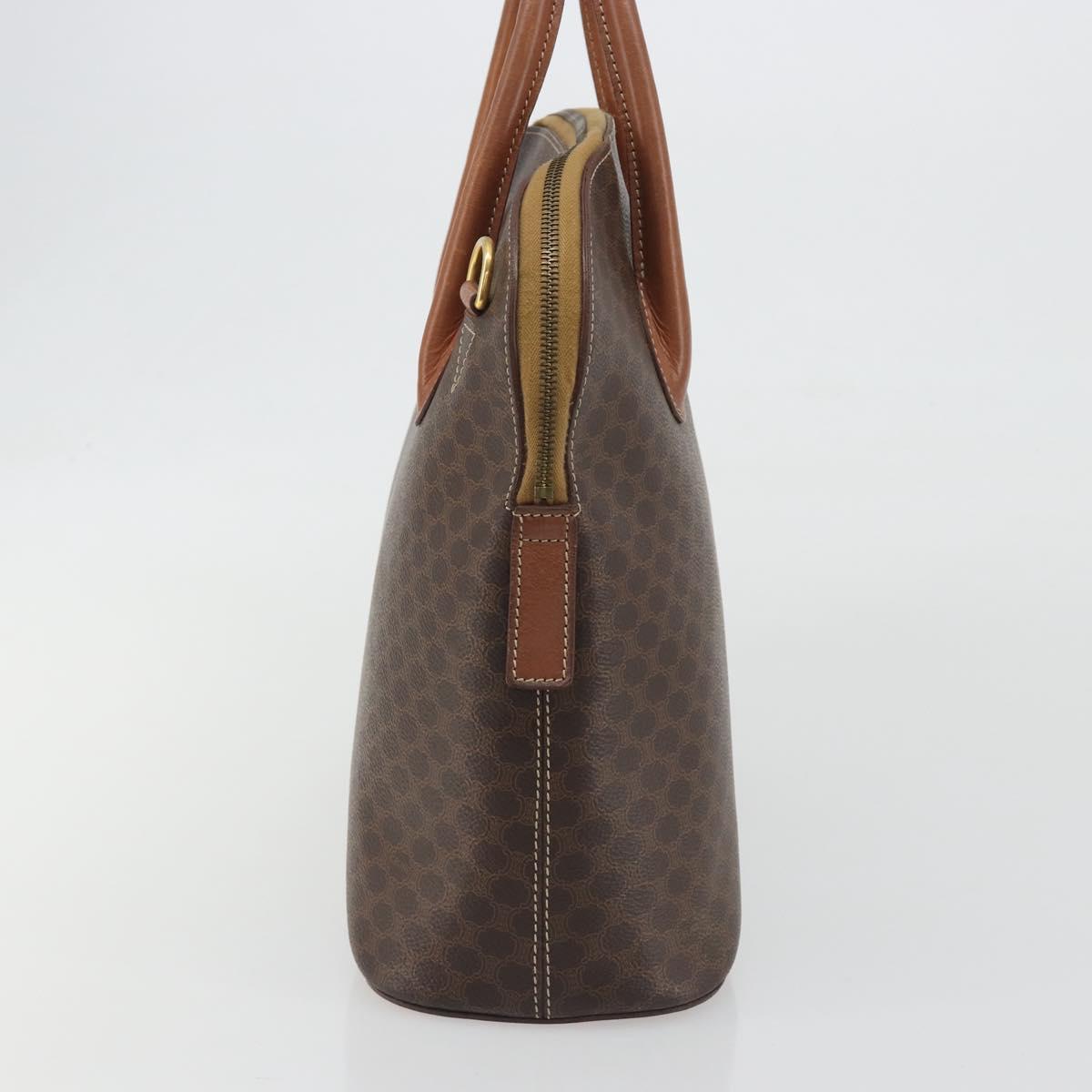 CELINE Macadam Canvas Hand Bag PVC Brown Gold Auth ep15587