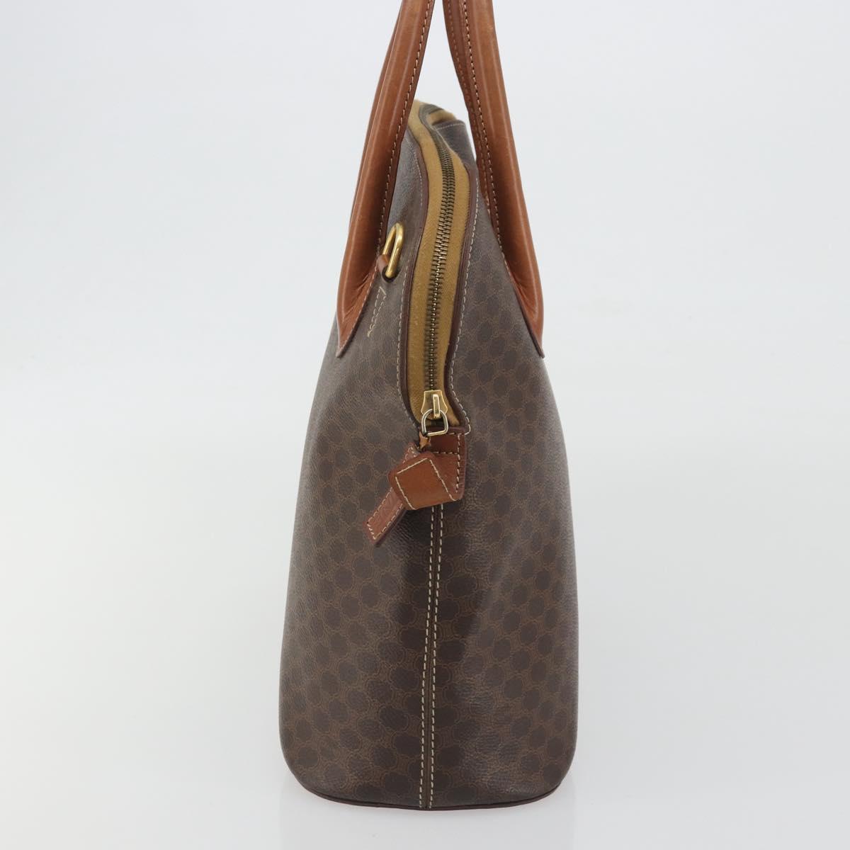 CELINE Macadam Canvas Hand Bag PVC Brown Gold Auth ep15587