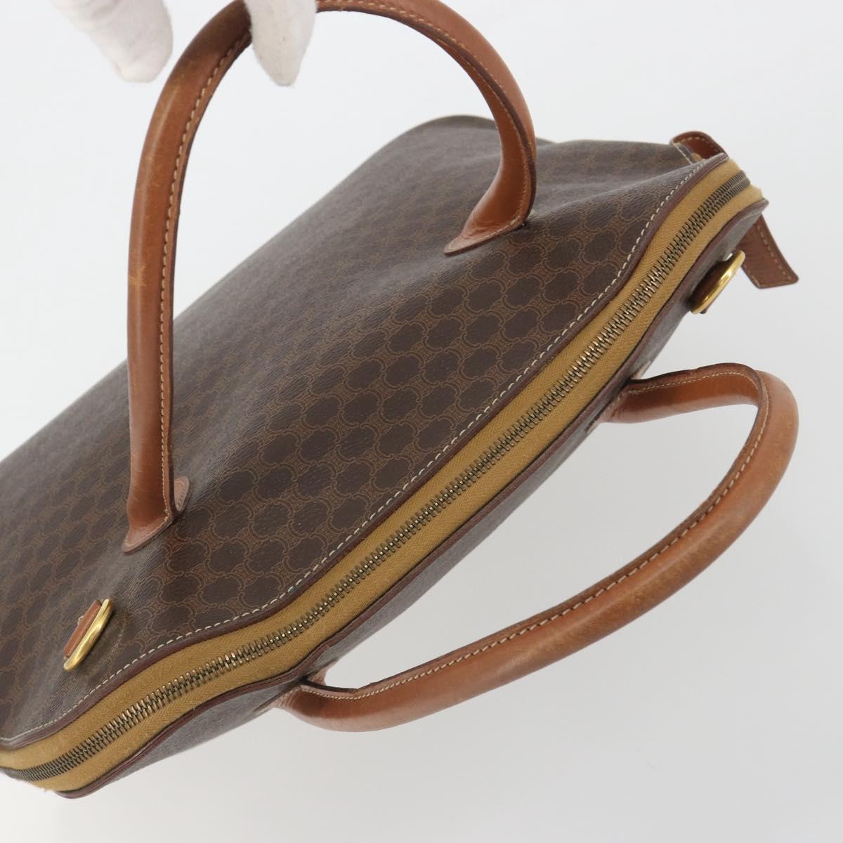 CELINE Macadam Canvas Hand Bag PVC Brown Gold Auth ep15587