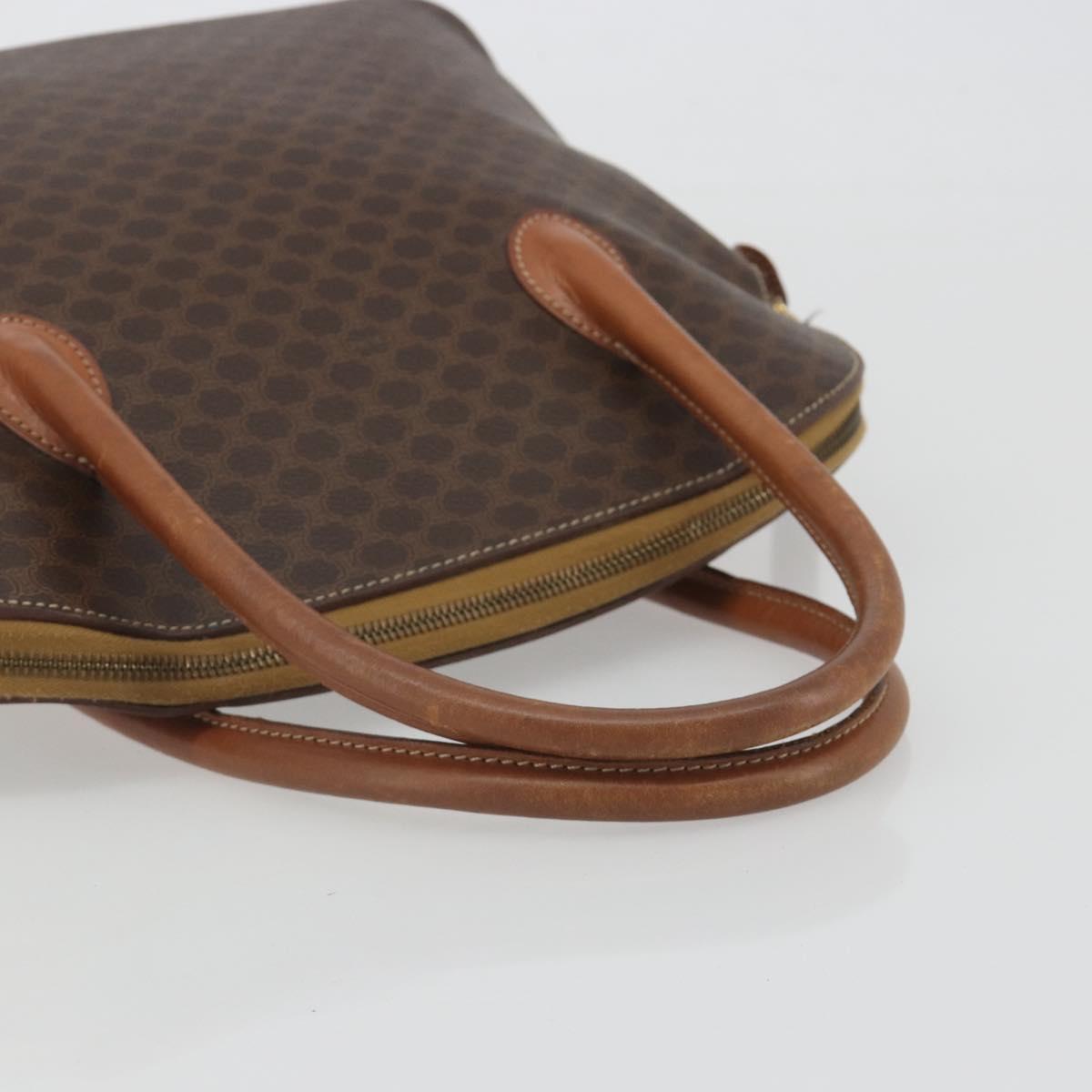 CELINE Macadam Canvas Hand Bag PVC Brown Gold Auth ep15587