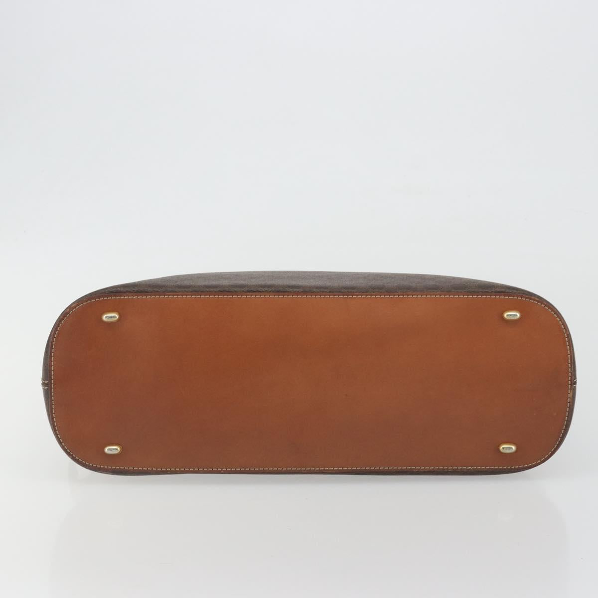 CELINE Macadam Canvas Hand Bag PVC Brown Gold Auth ep15587