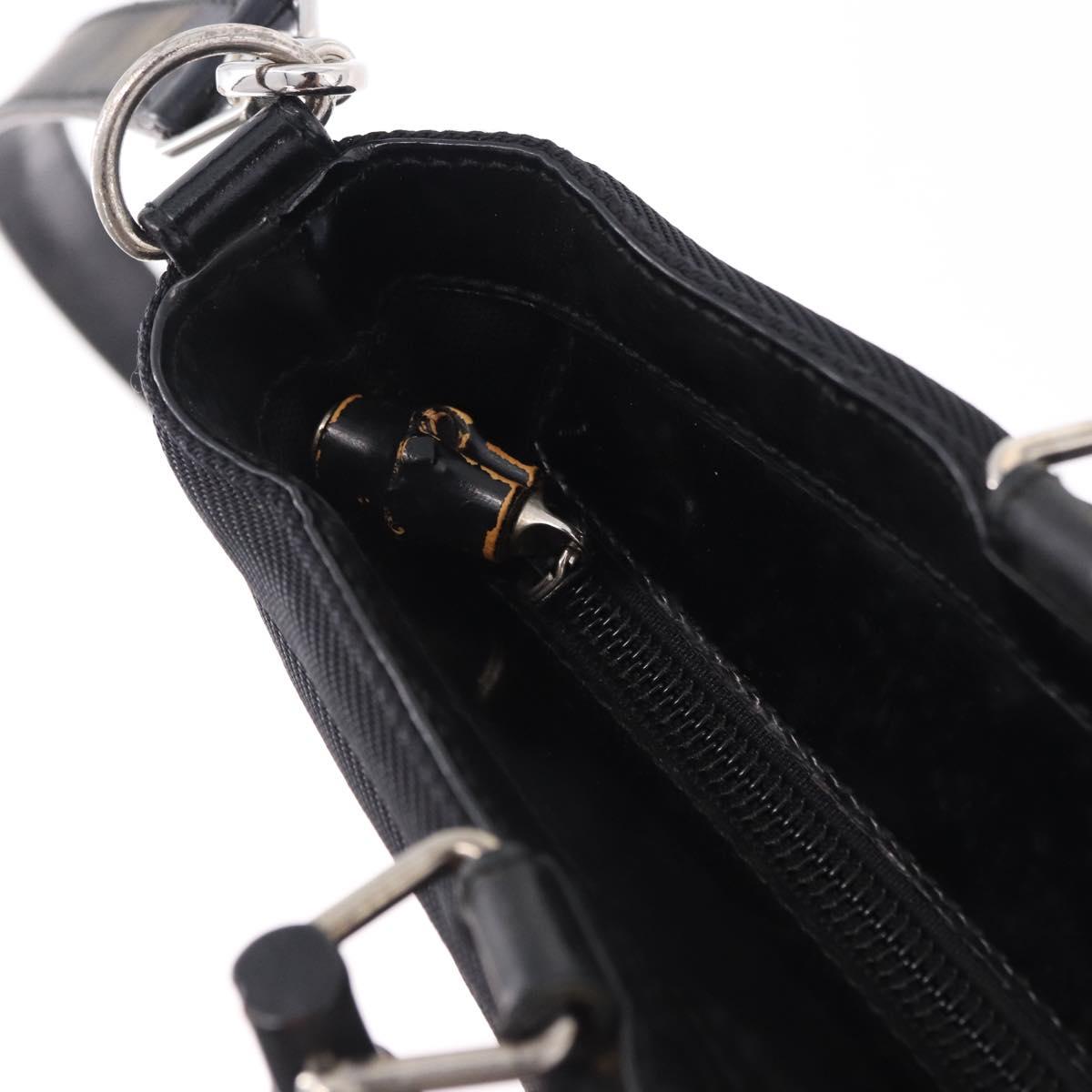 GUCCI Bamboo Hand Bag Canvas 2way Black Silver 000 1998 0588 Auth ep15589