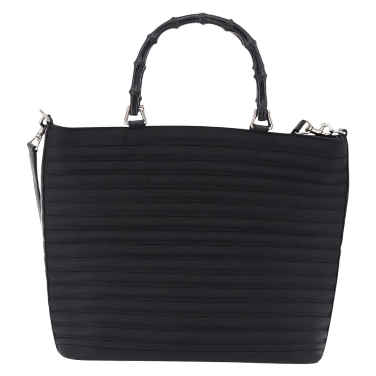 GUCCI Bamboo Hand Bag Canvas 2way Black Silver 000 1998 0588 Auth ep15589