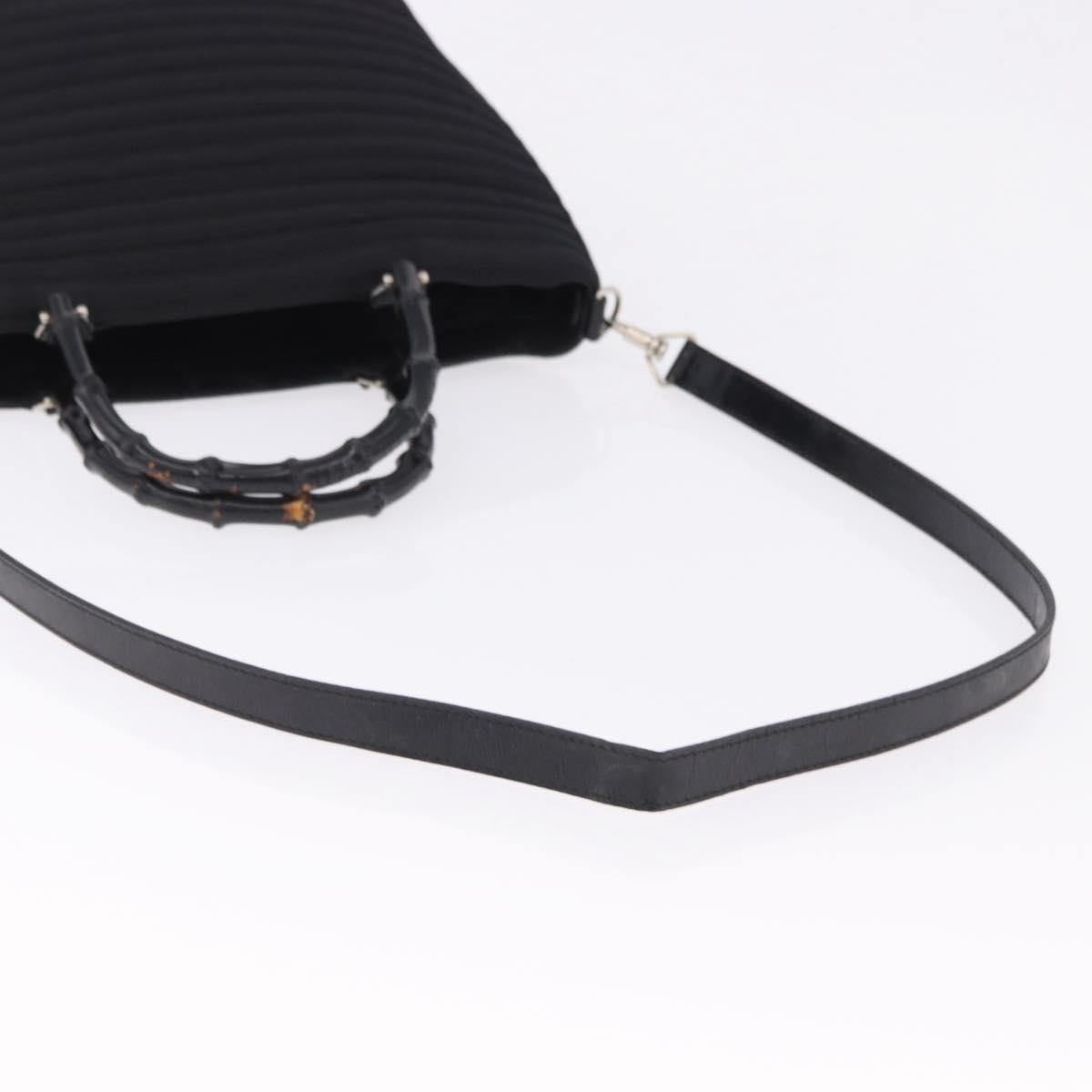 GUCCI Bamboo Hand Bag Canvas 2way Black Silver 000 1998 0588 Auth ep15589