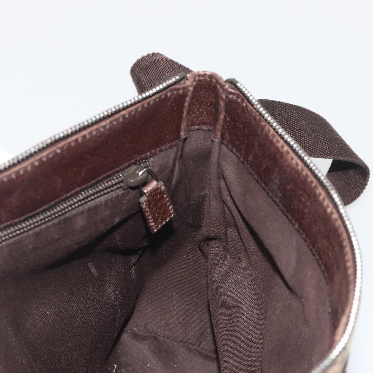 GUCCI GG Canvas Shoulder Bag Brown Silver 114273 Auth ep15593