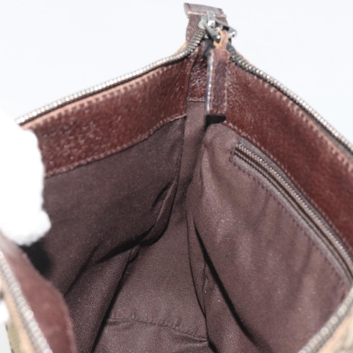 GUCCI GG Canvas Shoulder Bag Brown Silver 114273 Auth ep15593
