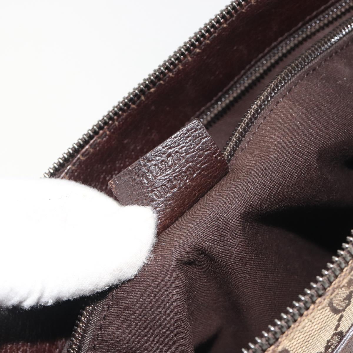 GUCCI GG Canvas Shoulder Bag Brown Silver 114273 Auth ep15593