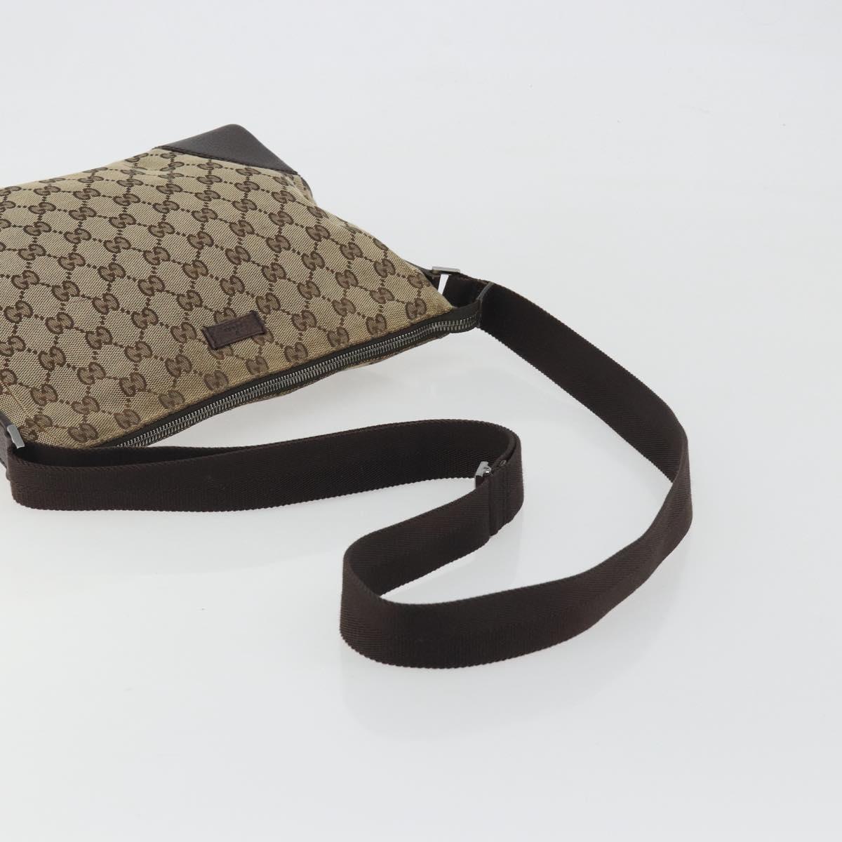 GUCCI GG Canvas Shoulder Bag Brown Silver 114273 Auth ep15593