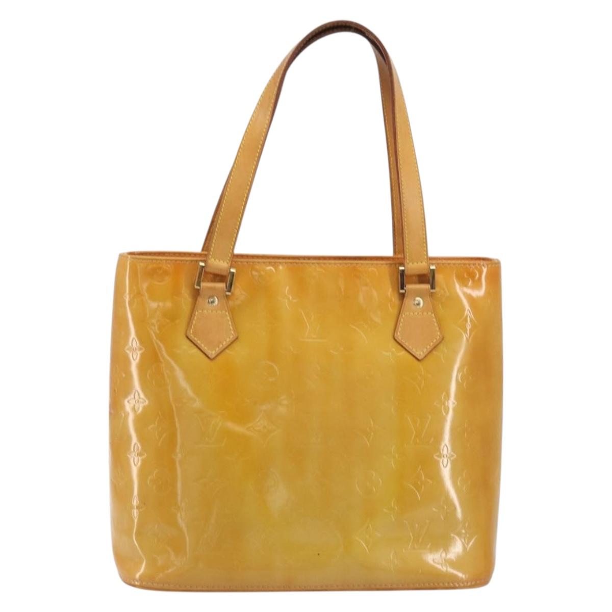 LOUIS VUITTON Monogram Vernis Houston Hand Bag Beige M91004 LV Auth ep15596