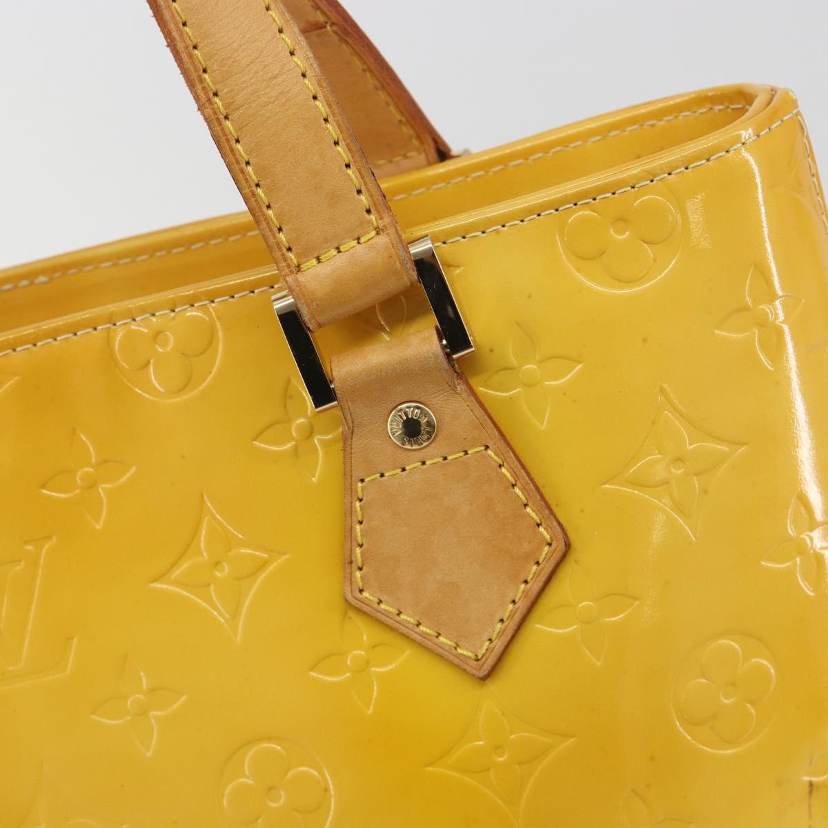 LOUIS VUITTON Monogram Vernis Houston Hand Bag Lime Yellow M91055 Auth ep15597