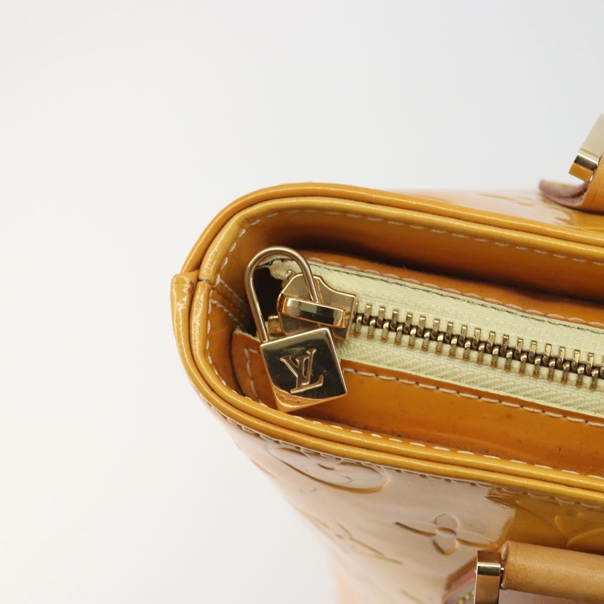LOUIS VUITTON Monogram Vernis Houston Hand Bag Lime Yellow M91055 Auth ep15597