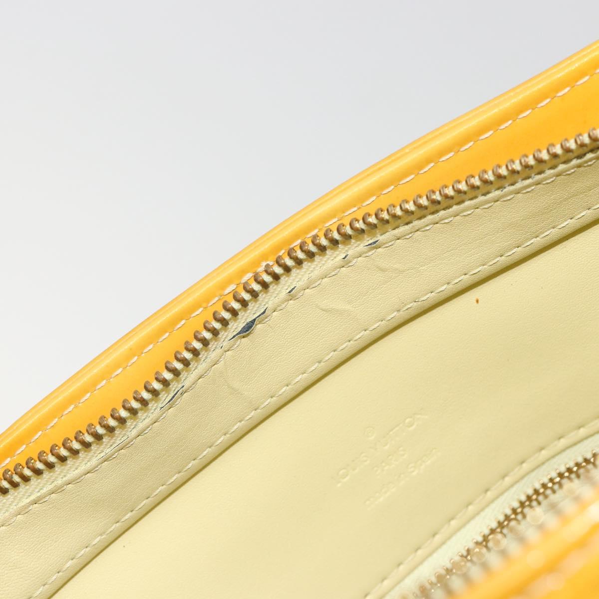 LOUIS VUITTON Monogram Vernis Houston Hand Bag Lime Yellow M91055 Auth ep15597