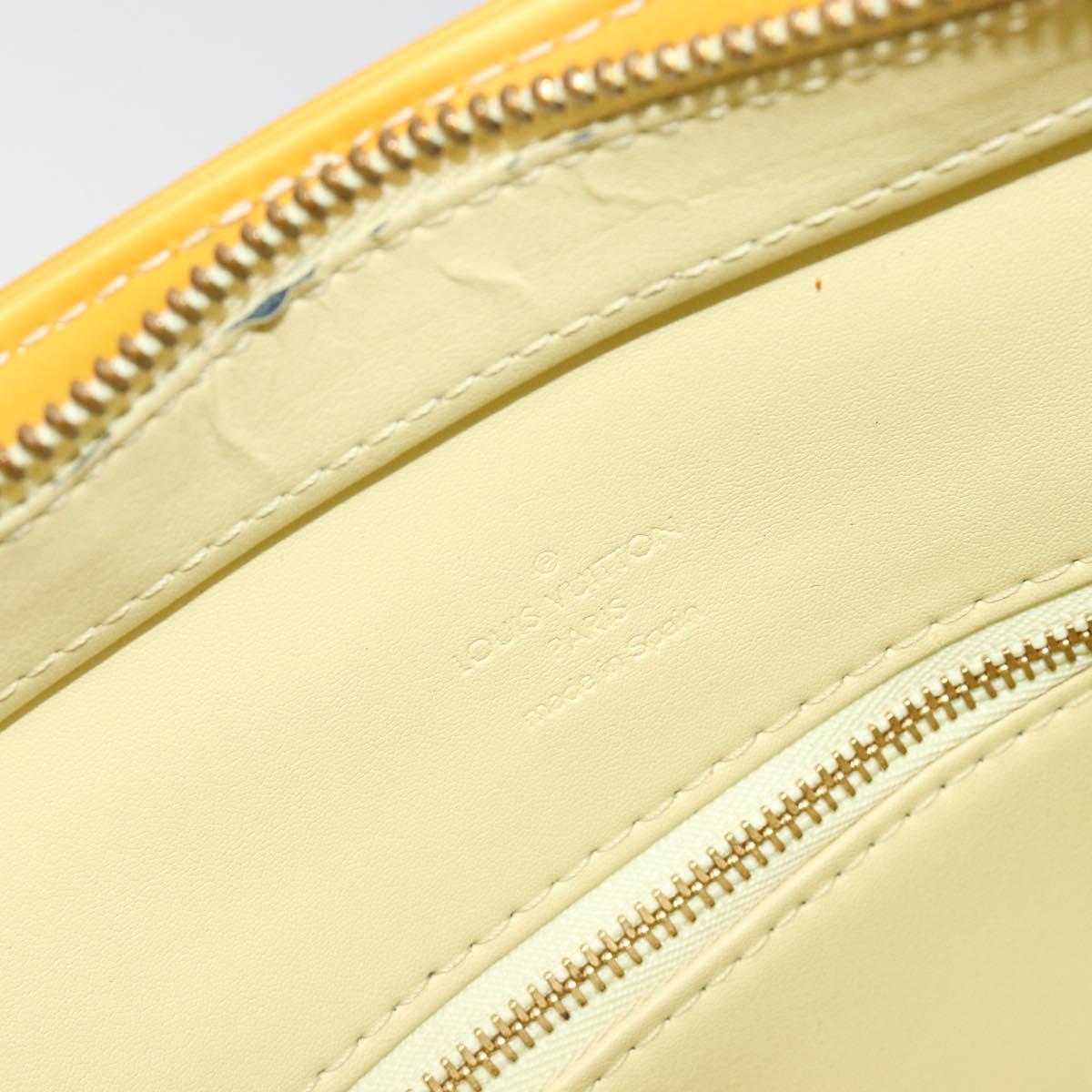 LOUIS VUITTON Monogram Vernis Houston Hand Bag Lime Yellow M91055 Auth ep15597