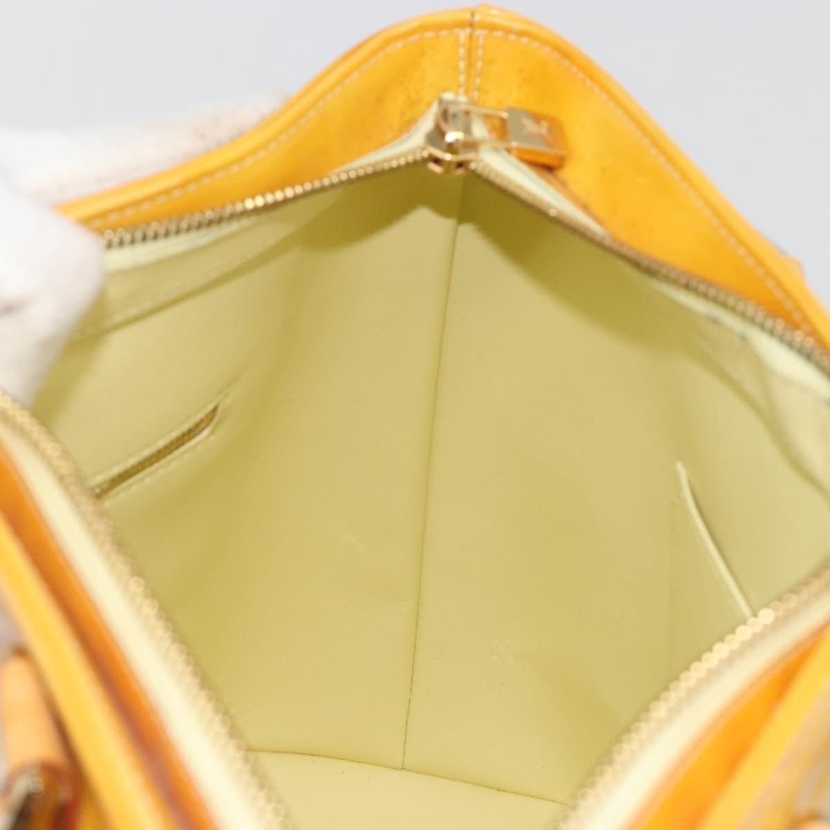 LOUIS VUITTON Monogram Vernis Houston Hand Bag Lime Yellow M91055 Auth ep15597
