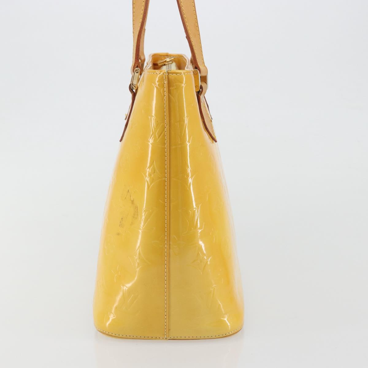 LOUIS VUITTON Monogram Vernis Houston Hand Bag Lime Yellow M91055 Auth ep15597