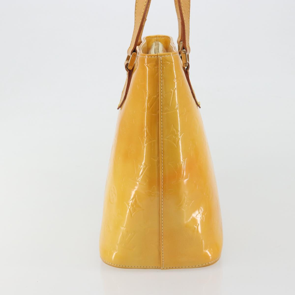 LOUIS VUITTON Monogram Vernis Houston Hand Bag Lime Yellow M91055 Auth ep15597