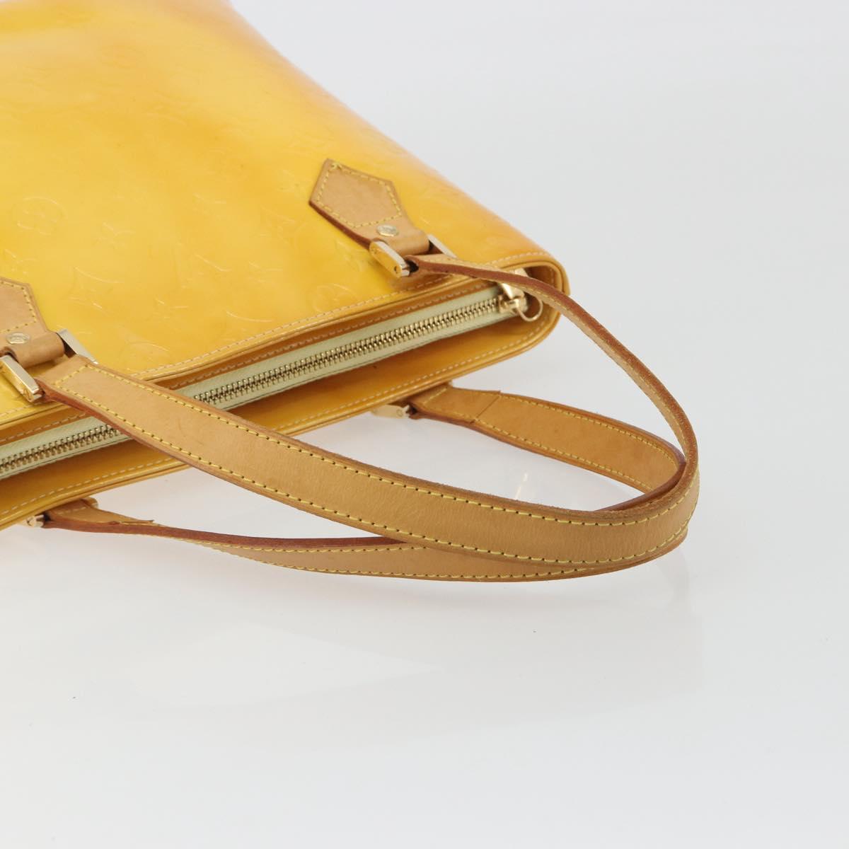 LOUIS VUITTON Monogram Vernis Houston Hand Bag Lime Yellow M91055 Auth ep15597