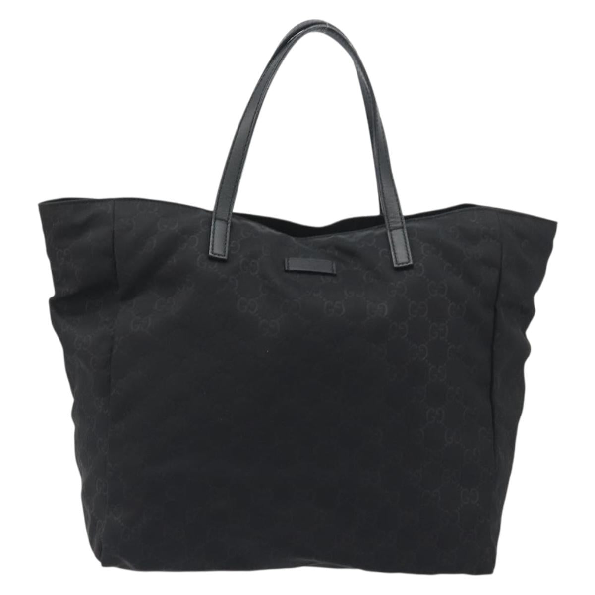 GUCCI GG Canvas Tote Bag Nylon Black Gold 282439 Auth ep15602