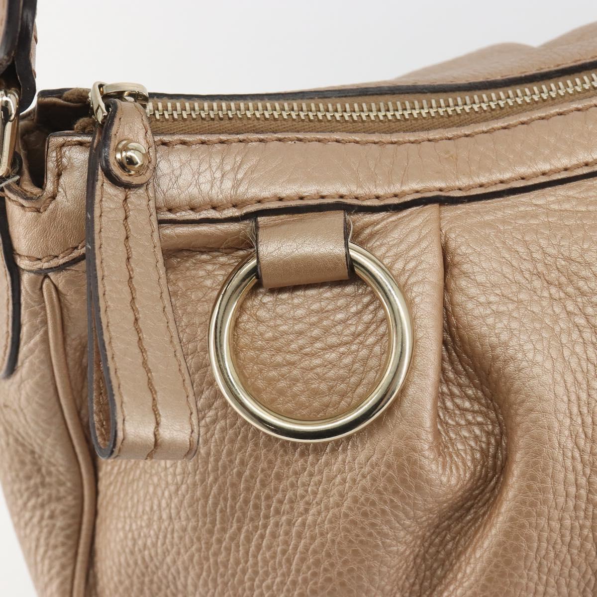 GUCCI Sukey Shoulder Bag Leather Champagne Gold 232955 Auth ep15604