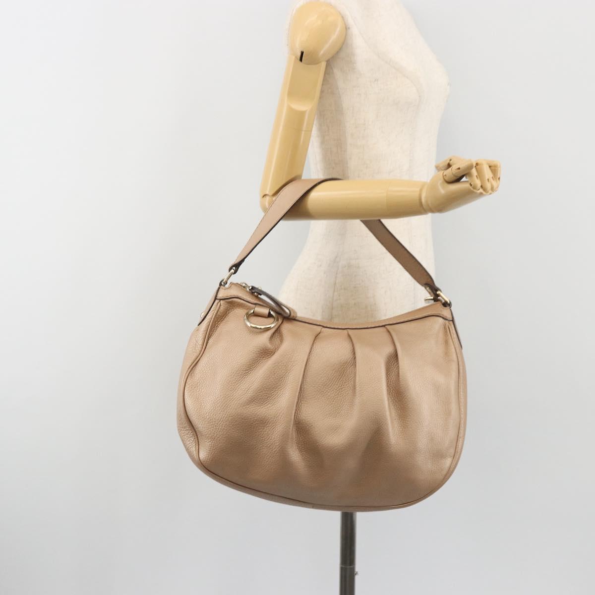GUCCI Sukey Shoulder Bag Leather Champagne Gold 232955 Auth ep15604