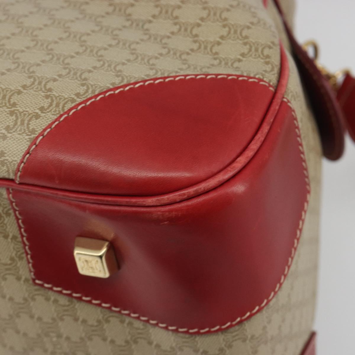 CELINE Macadam Canvas Boston Bag PVC 2way Beige Gold Auth ep15605