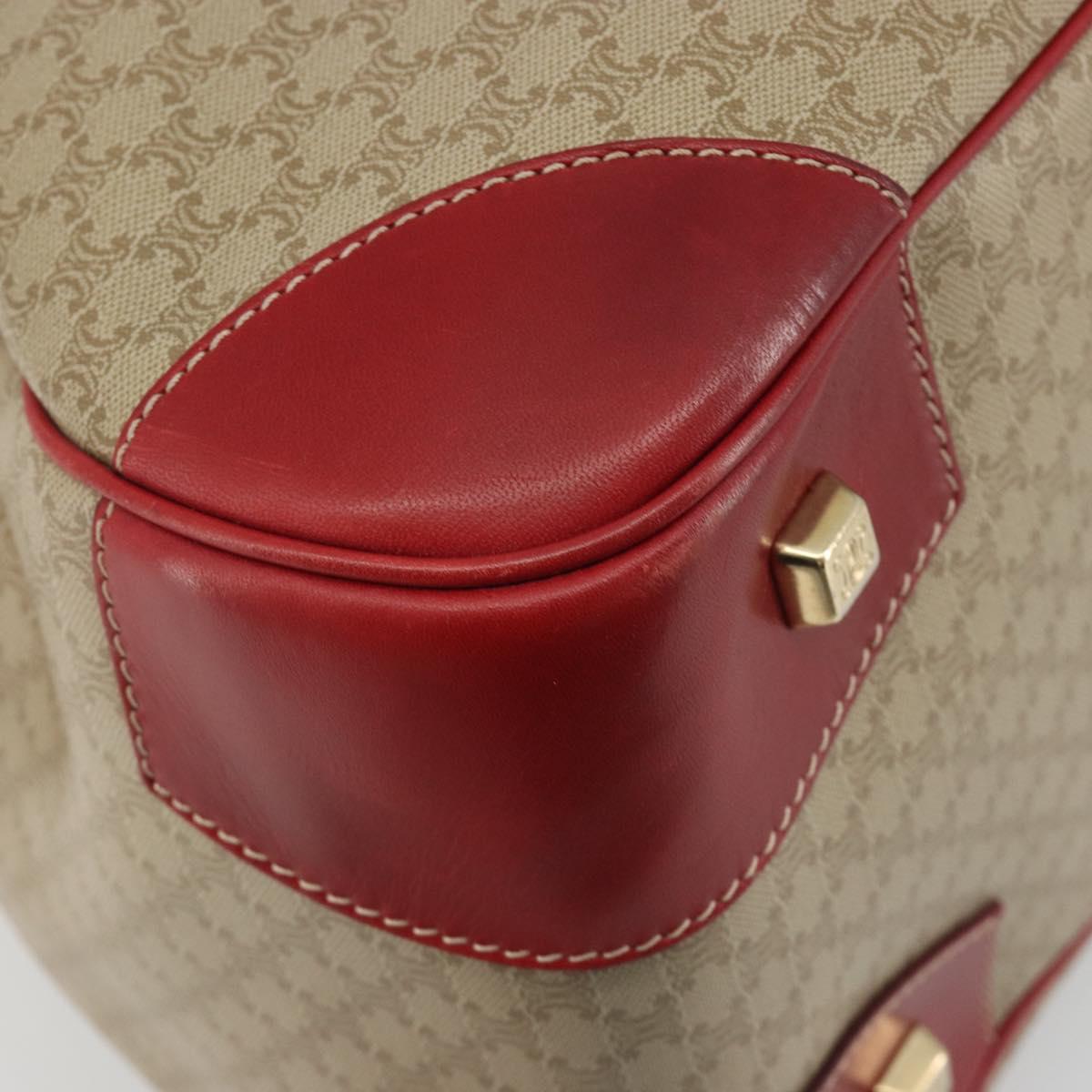 CELINE Macadam Canvas Boston Bag PVC 2way Beige Gold Auth ep15605