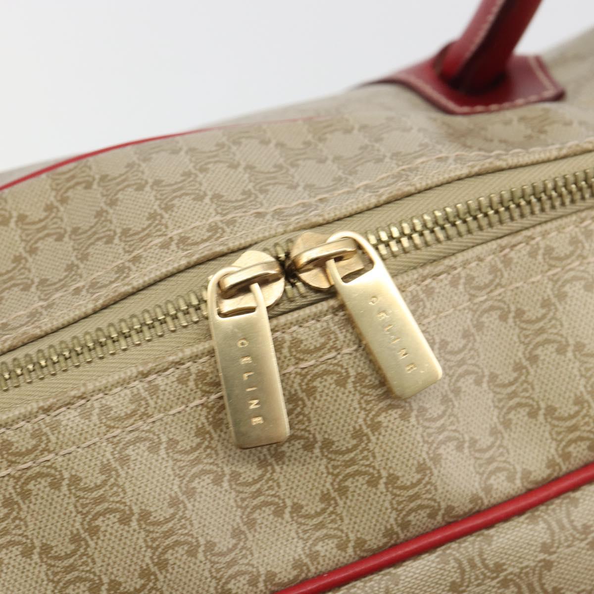 CELINE Macadam Canvas Boston Bag PVC 2way Beige Gold Auth ep15605