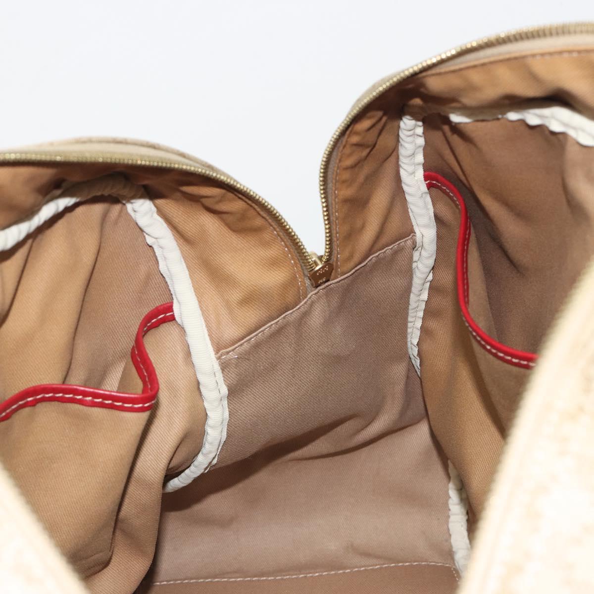 CELINE Macadam Canvas Boston Bag PVC 2way Beige Gold Auth ep15605