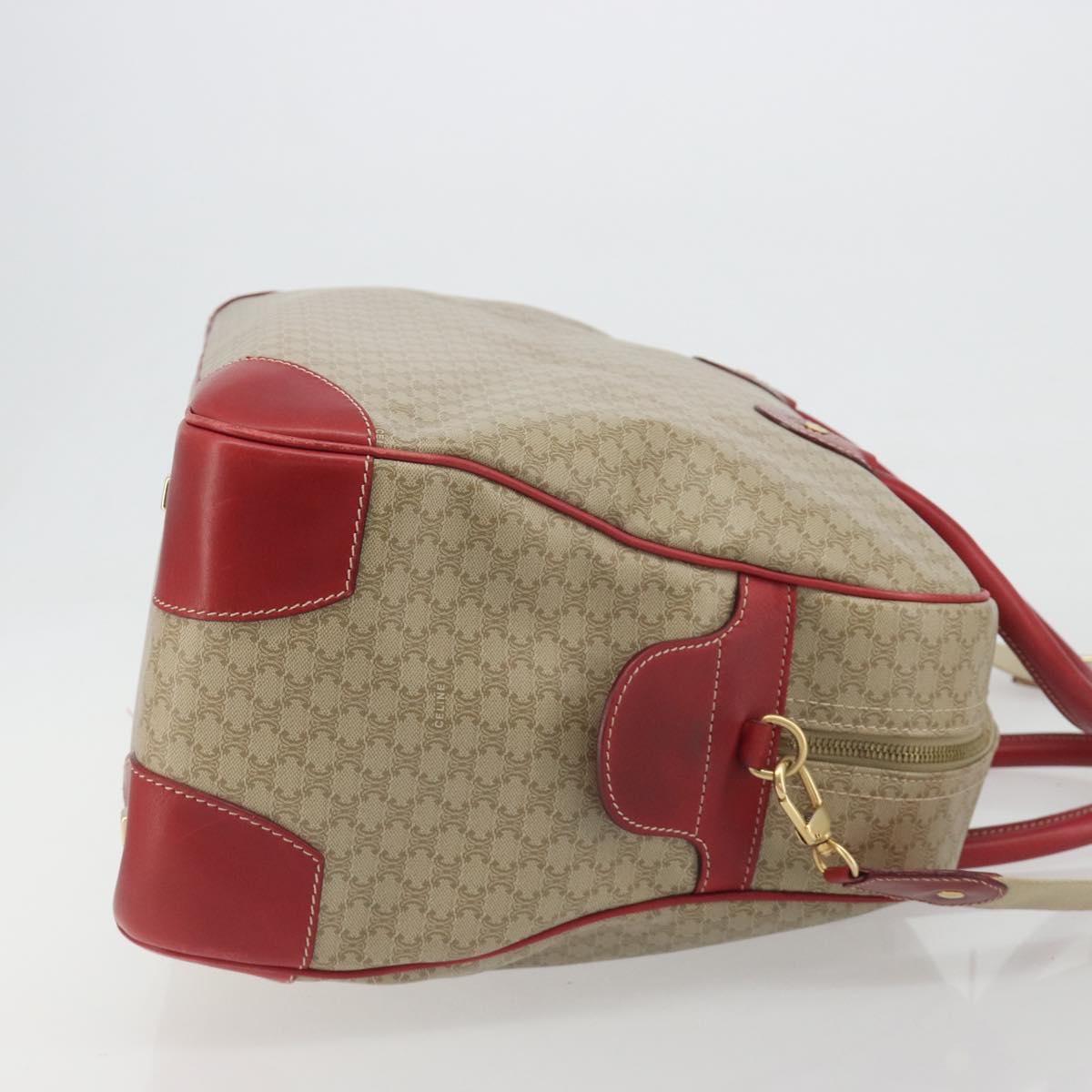 CELINE Macadam Canvas Boston Bag PVC 2way Beige Gold Auth ep15605