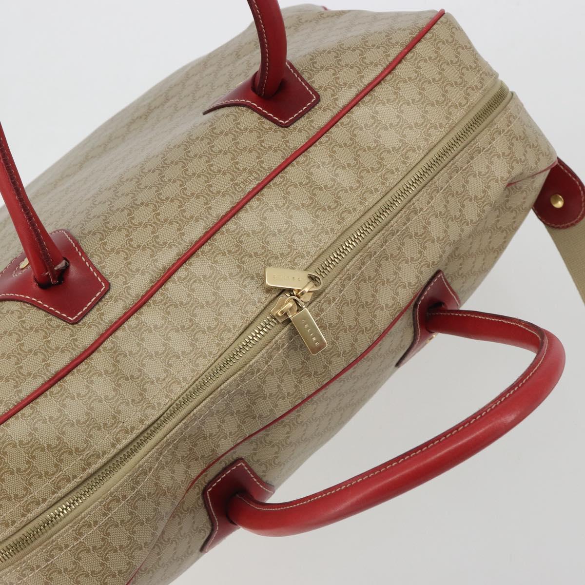 CELINE Macadam Canvas Boston Bag PVC 2way Beige Gold Auth ep15605
