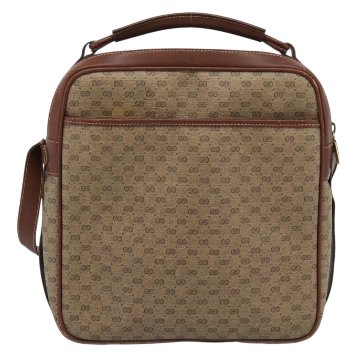 GUCCI Micro GG Supreme Shoulder Bag PVC Beige Gold Auth ep15606