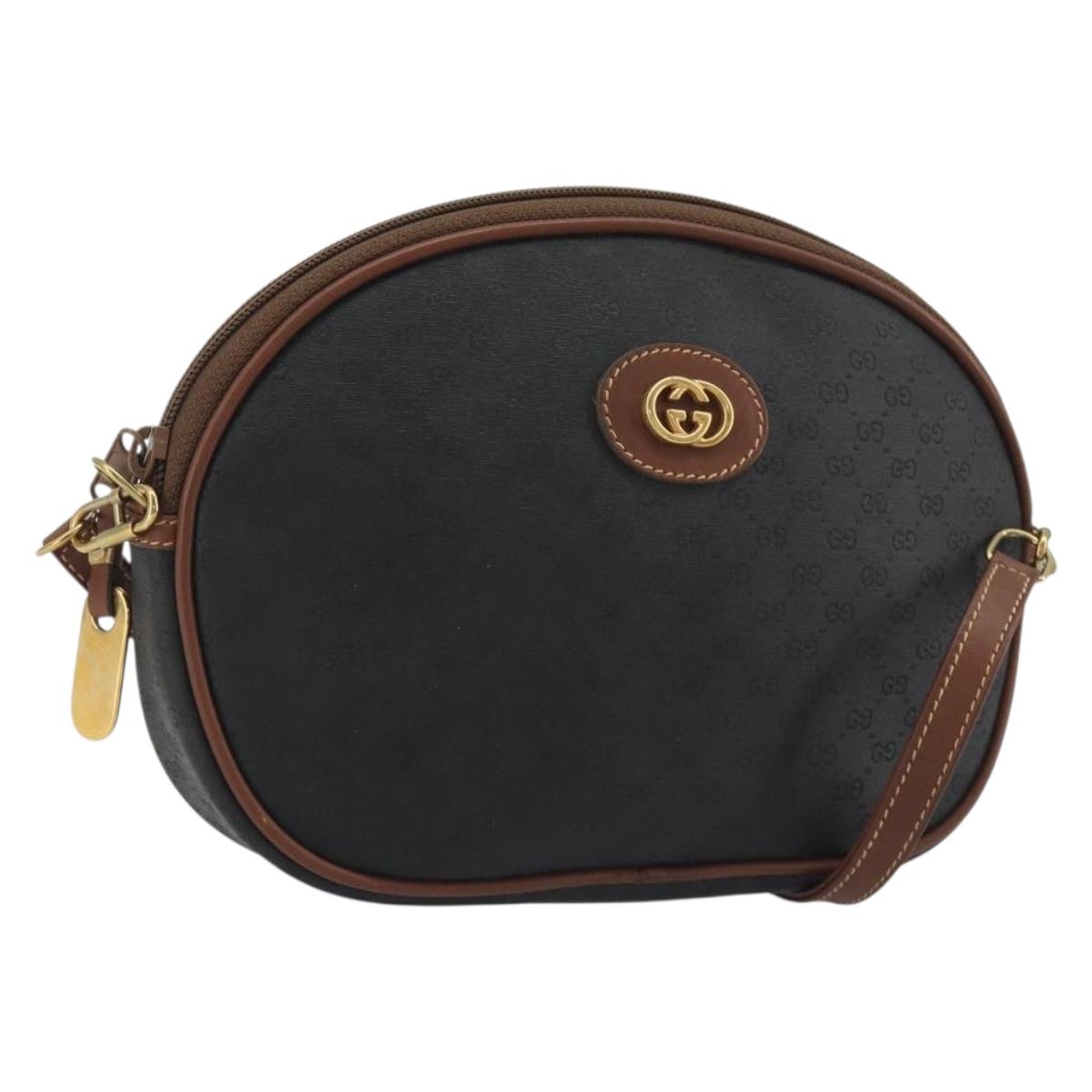 GUCCI Micro GG Supreme Shoulder Bag Black Gold 007 104 0013 Auth ep15607