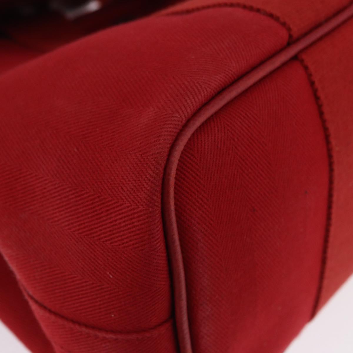 HERMES Valparaiso PM Hand Bag Canvas Red Auth ep15609A
