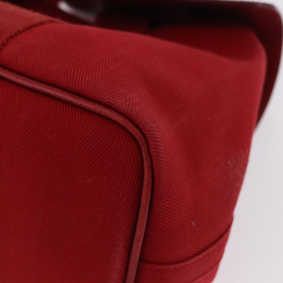 HERMES Valparaiso PM Hand Bag Canvas Red Auth ep15609A