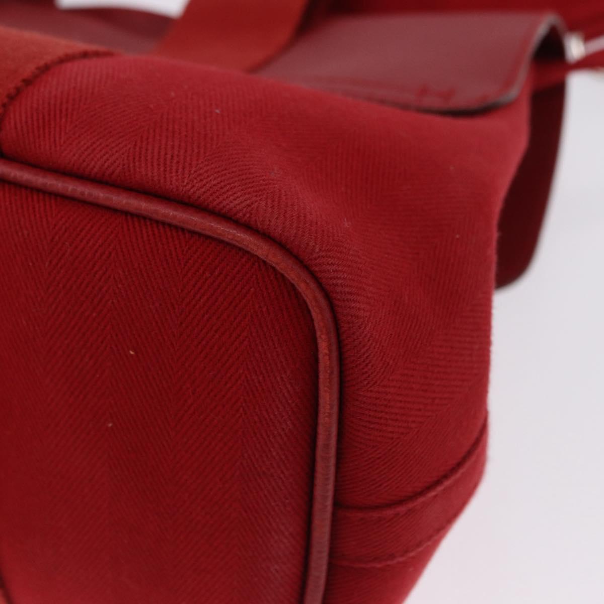 HERMES Valparaiso PM Hand Bag Canvas Red Auth ep15609A