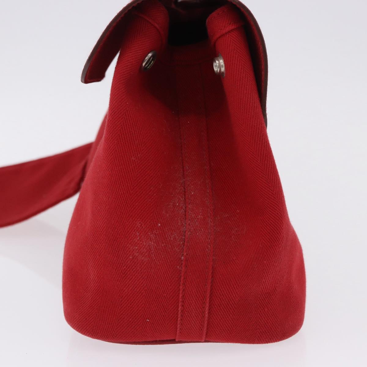 HERMES Valparaiso PM Hand Bag Canvas Red Auth ep15609A