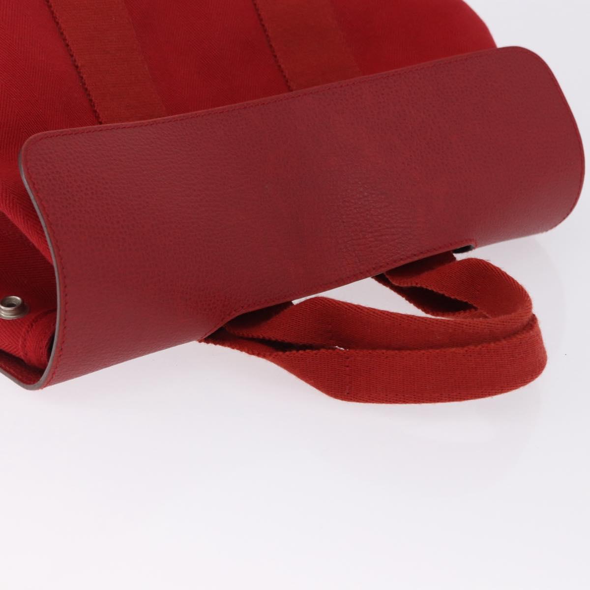 HERMES Valparaiso PM Hand Bag Canvas Red Auth ep15609A
