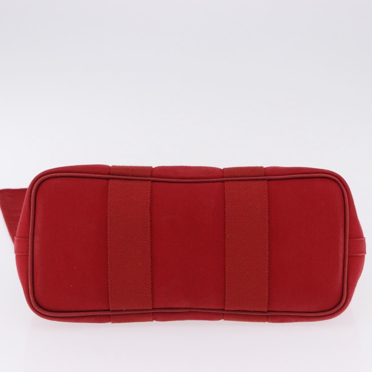HERMES Valparaiso PM Hand Bag Canvas Red Auth ep15609A