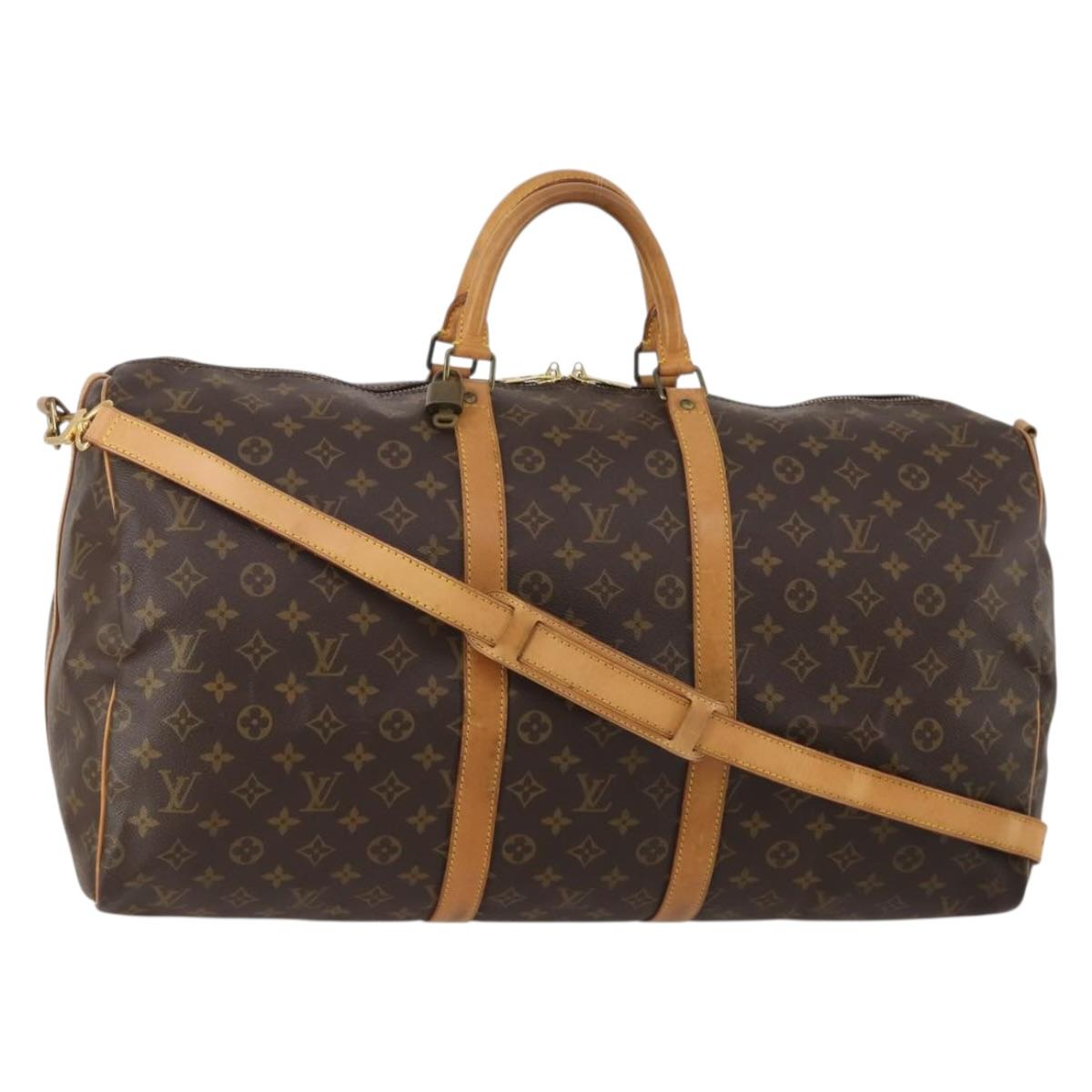 LOUIS VUITTON Monogram Keepall Bandouliere 55 Boston Bag M41414 LV Auth ep15610A