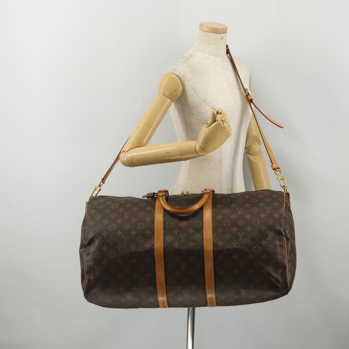 LOUIS VUITTON Monogram Keepall Bandouliere 55 Boston Bag M41414 LV Auth ep15610A