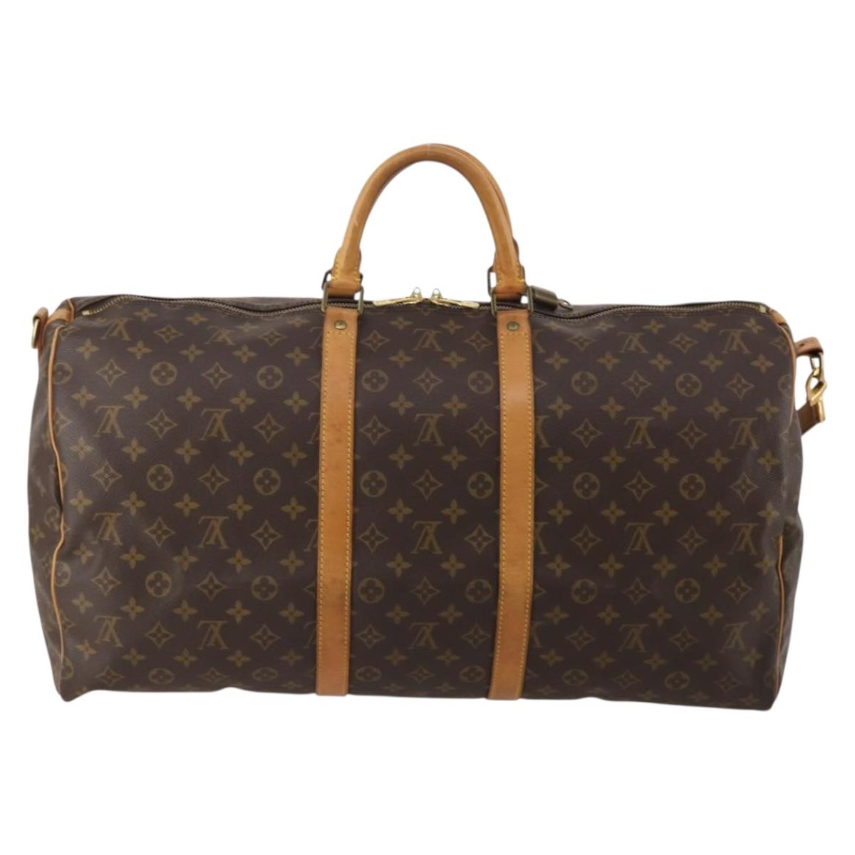 LOUIS VUITTON Monogram Keepall Bandouliere 55 Boston Bag M41414 LV Auth ep15610A