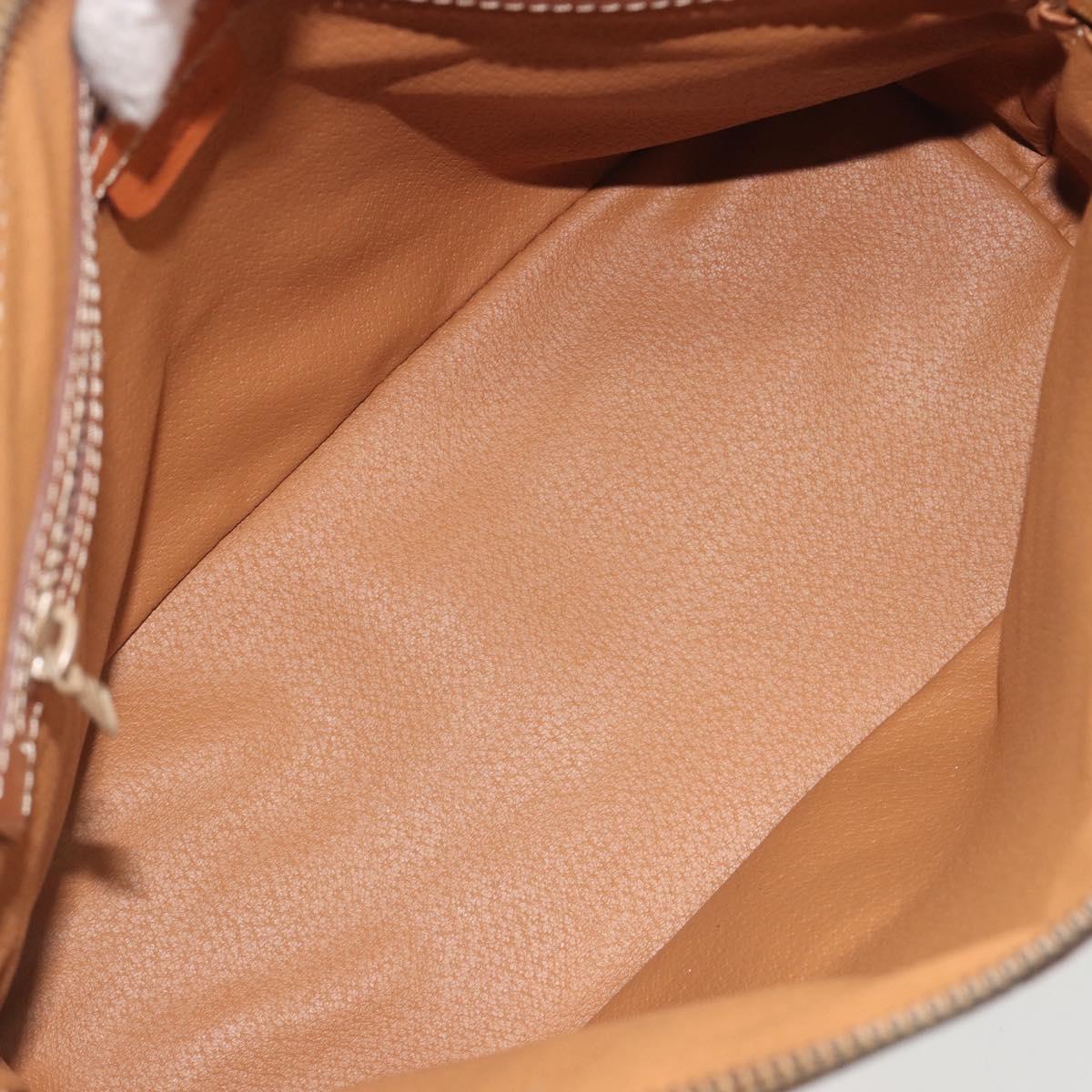 CELINE Macadam Canvas Hand Bag PVC Leather White Gold Auth ep15611