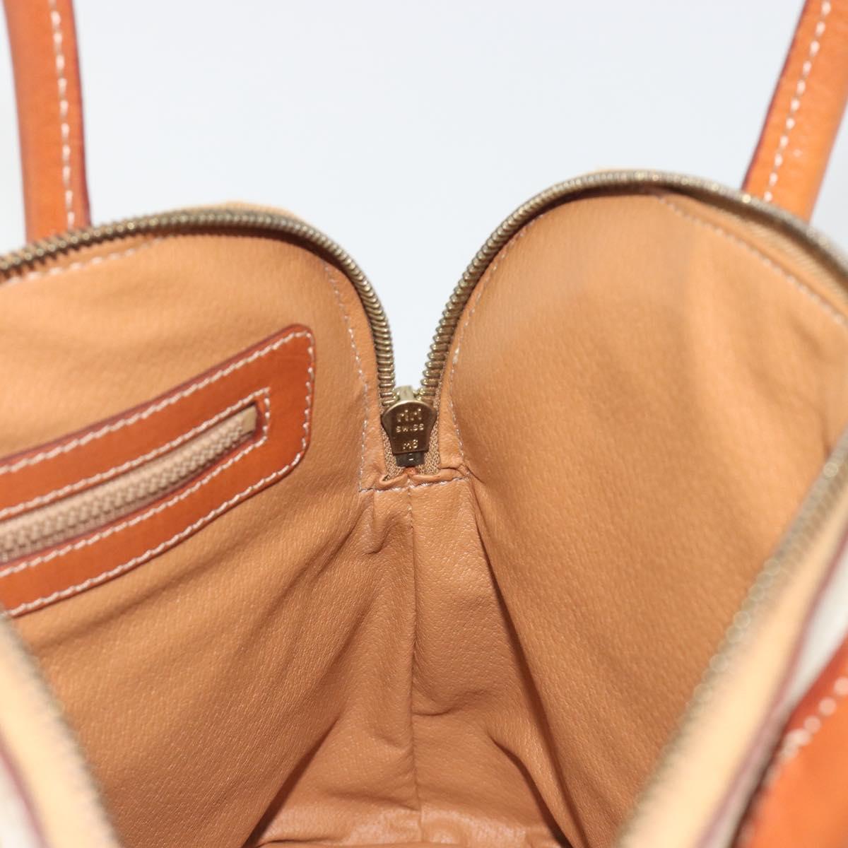 CELINE Macadam Canvas Hand Bag PVC Leather White Gold Auth ep15611